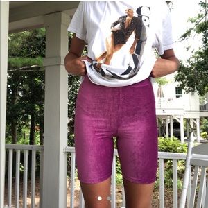 Pink Velvet Biker Shorts